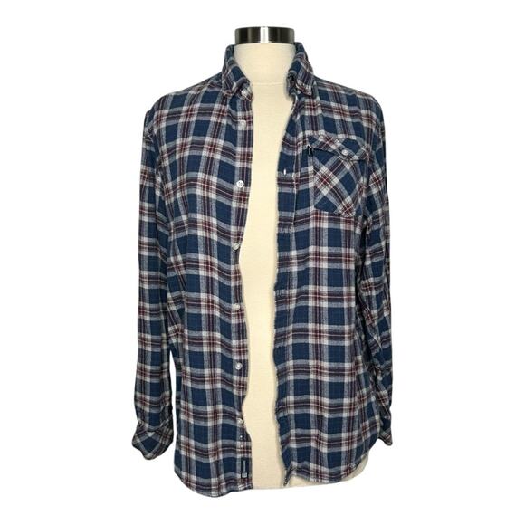Foo Fighters Upcycled Plaid Shirt Frayed Calabasas Malibu Large NWT - Picture 2 of 11